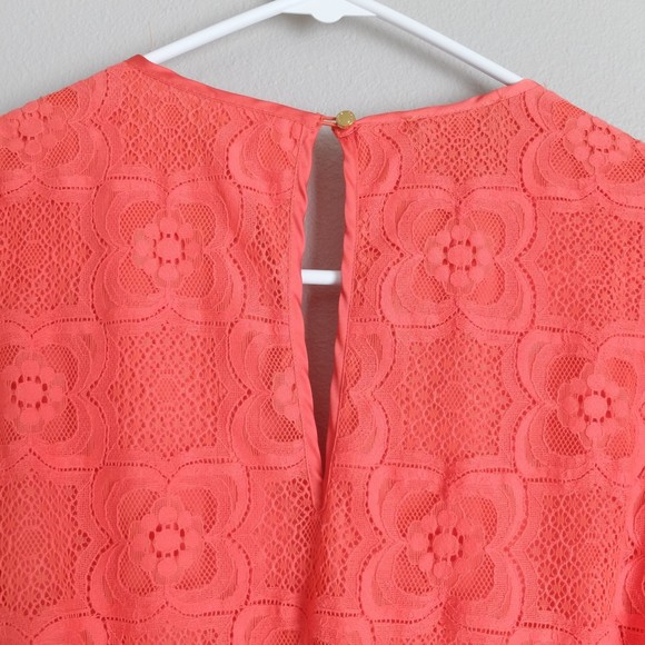 Bebe Tatiana Orange Lace Flutter Sleeves Romper NWT Size XS - Picture 12 of 13